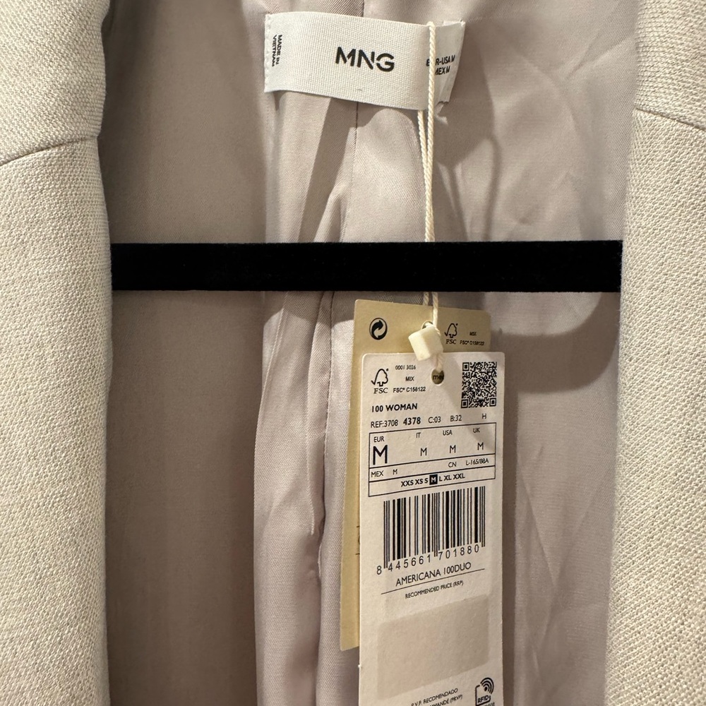 Mango Light Gray Single-Button Tailored Blazer - image 2